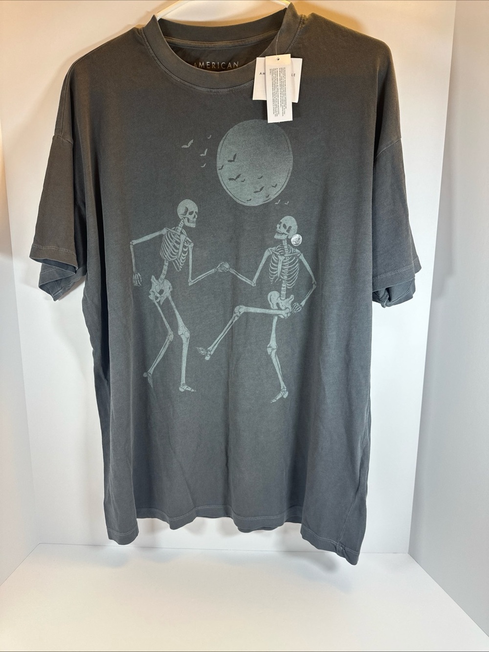American Eagle Outfitters woman’s  Gray Graphic Skeleton Dance Tee
